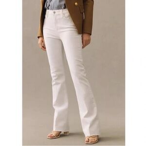 PAIGE High Rise Laurel Canyon Crisp White Bootcut Raw Hem Sz 27